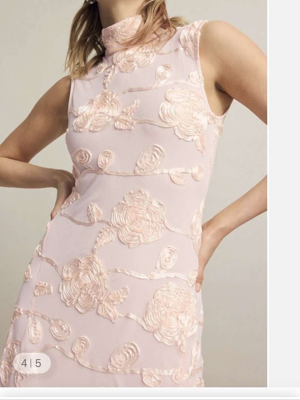 ROTATE | High-Neck Sleeveless Blush Pink Floral Maxi Dress - Picture 5 of 9